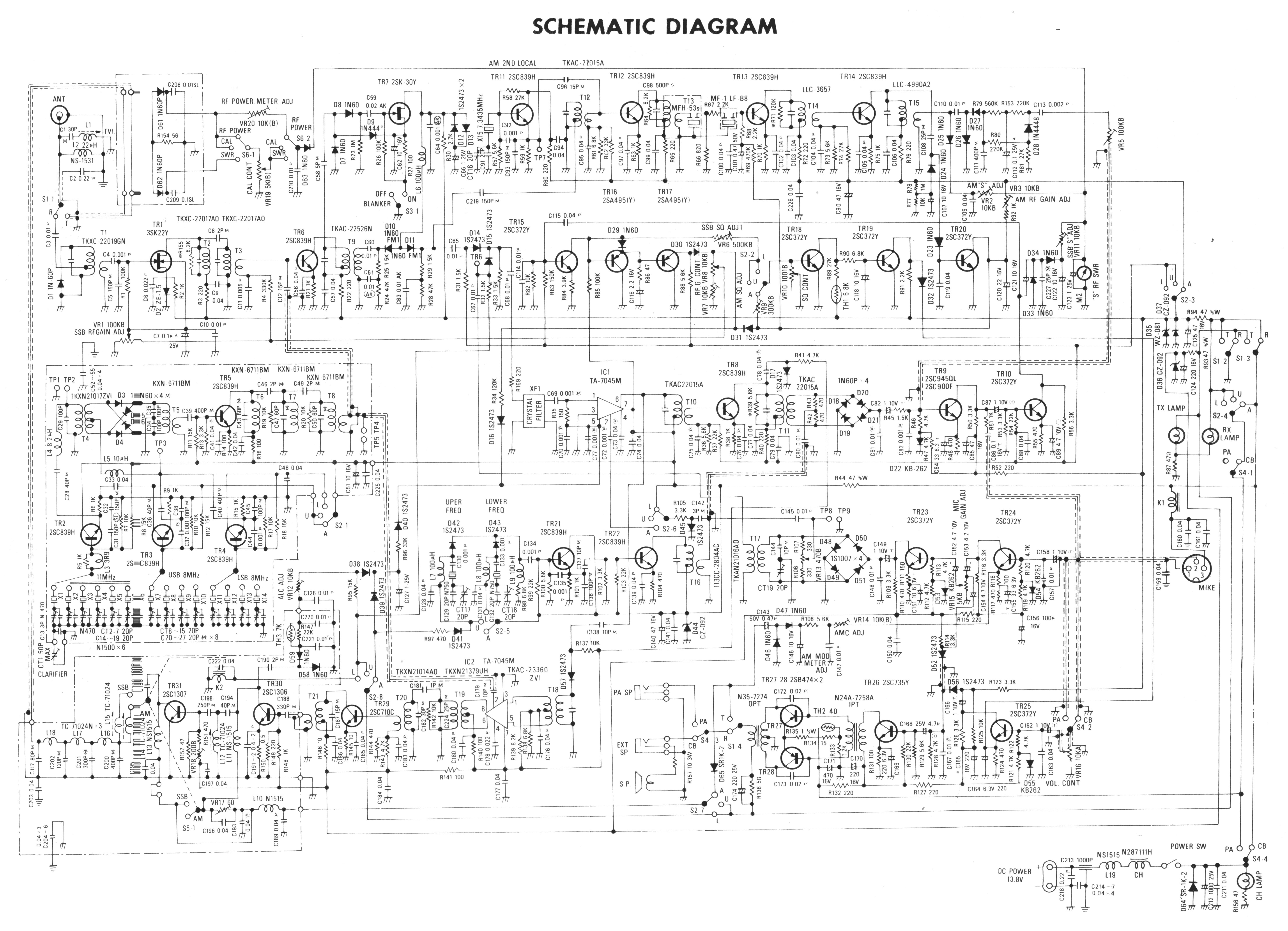 Pearce-Simpson Panther SSB CB Radio microphone wiring schematic