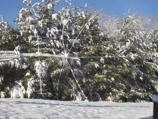 Antennas covered in snow.